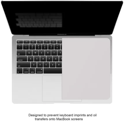 MacBook keyboard protection cloth placed over the laptop keyboard and trackpad.