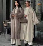 Fur Trim Wool Coat - Luxury Long Cardigan Jacket - Image 4