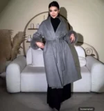 Fur Trim Wool Coat - Luxury Long Cardigan Jacket - Image 2