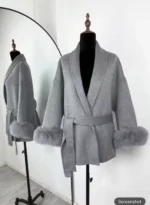 Fur trim wool coat styled on women for a luxury winter fashion look.