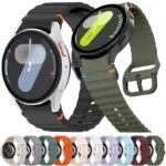 Samsung Galaxy Watch band with textured silicone sport strap and accent detail.