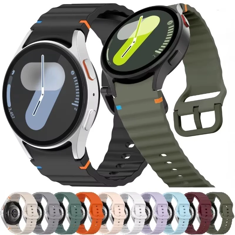 Samsung Galaxy Watch band with textured silicone sport strap and accent detail.