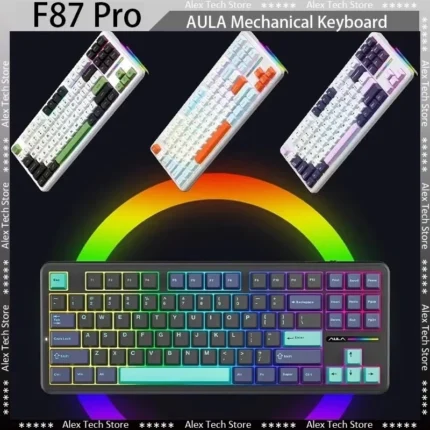 Wireless mechanical gaming keyboard with RGB backlighting and custom keycaps.